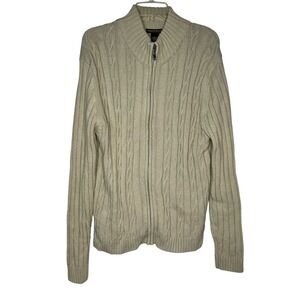 Consensus Sportswear Oatmeal‎ Cable Knit Full Zip Men's Cardigan Large